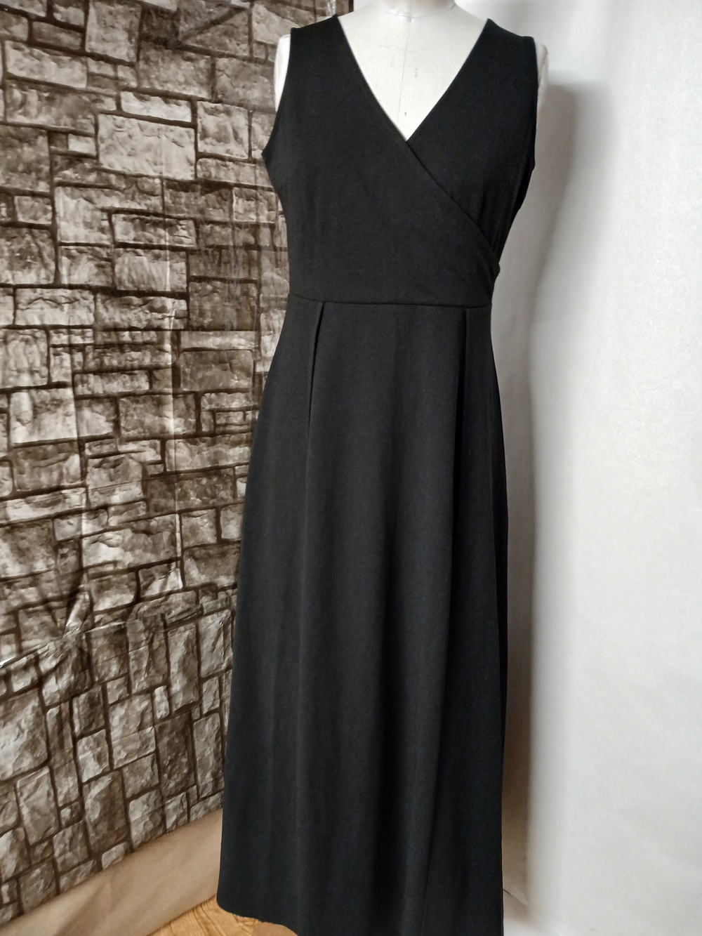 Elegant Black V-Neck Slit Leg Long Maxi Dress Large Size